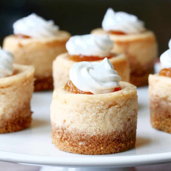 Peaches and Cream Mini Cheesecakes