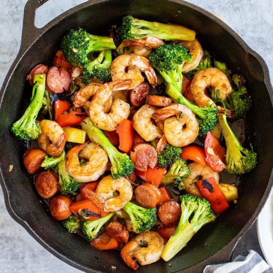 Shrimp Sausage & Broccoli Skillet