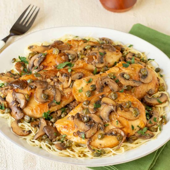 Lemon Chicken Piccata with Mushrooms