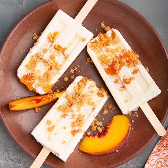 Peach and Cream Crumble Popsicles