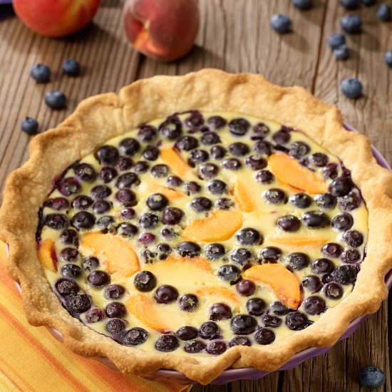 Blueberry Peach Custard Pie