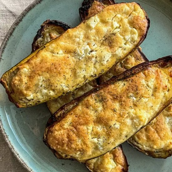Greek Zucchini Boats with Feta Cheese