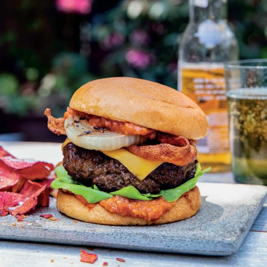 Bacon Burgers with Grilled Onions