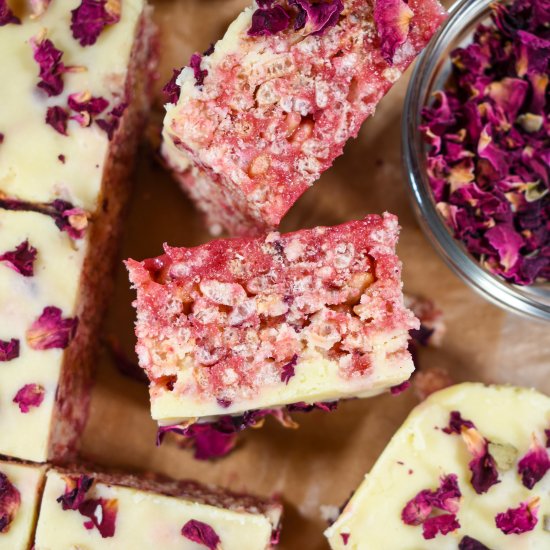 Raspberry Rose Rice Krispie Treats