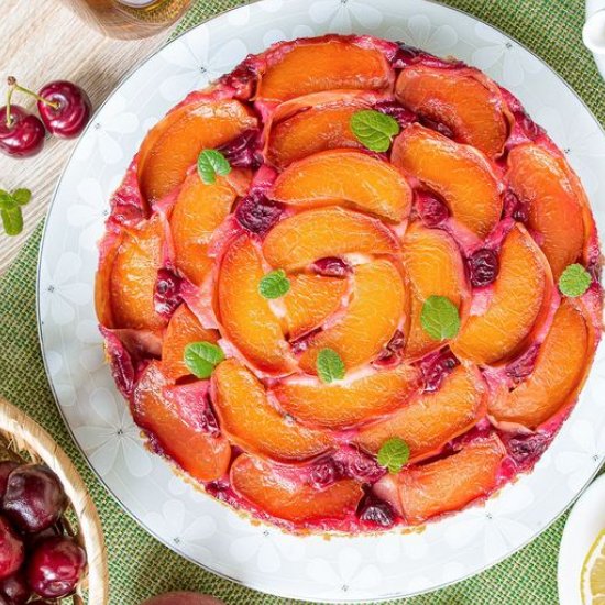 Peach and Cherry Upside-Down Cake