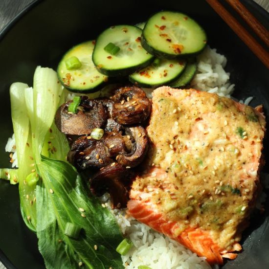 Miiso Butter Salmon with Rice & Vegetables