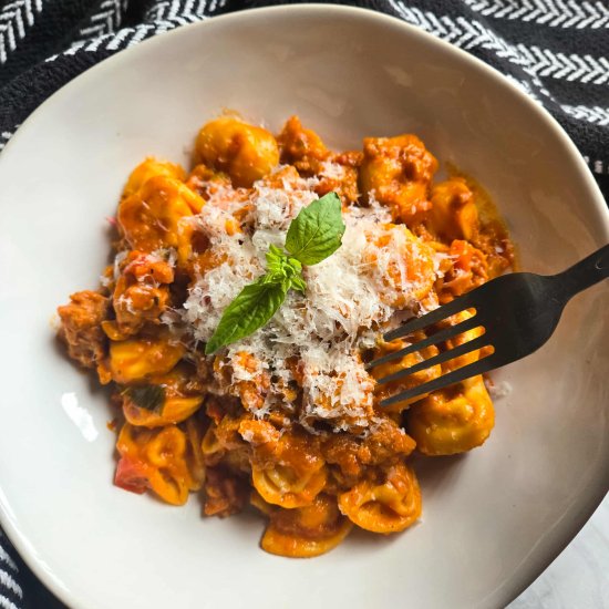 Quick Sausage Tortellini Bolognese
