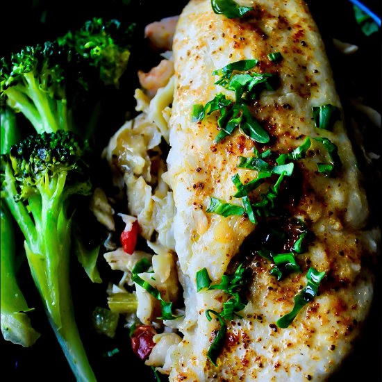 Deviled Crab Stuffed Flounder