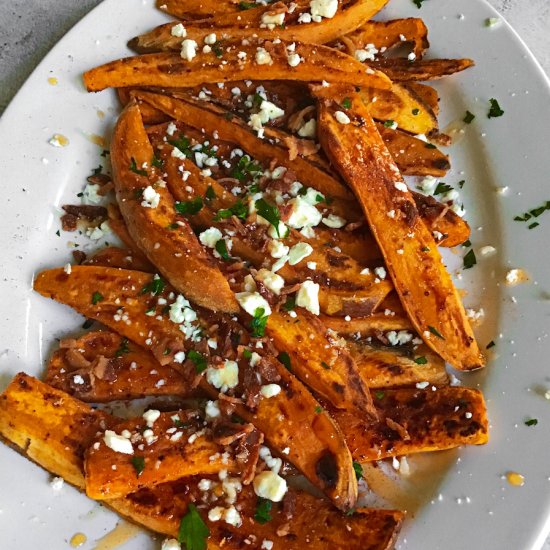 Hot Honey Roasted Sweet Potatoes