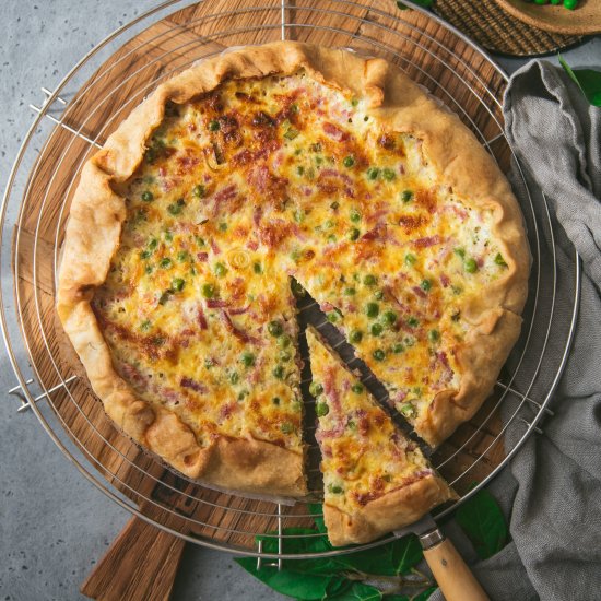 Bacon and Pea Quiche recipe