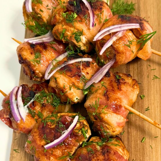 Bacon Wrapped Chicken Skewers