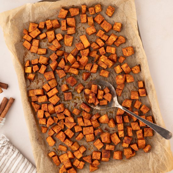 Oven Roasted Sweet Potato Cubes