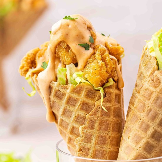 Spicy Chicken Waffle Cones