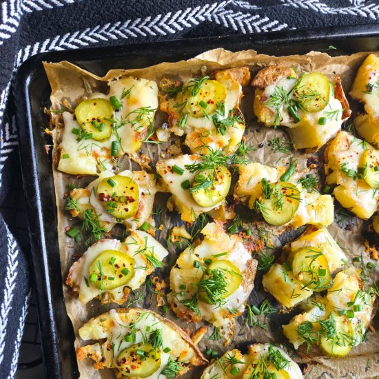 Cheesy Dill-Icious Smashed Taters