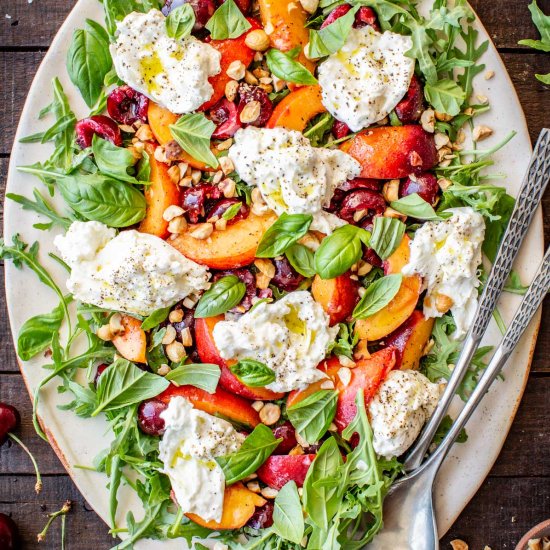 Peach and Cherry Salad with Burrata