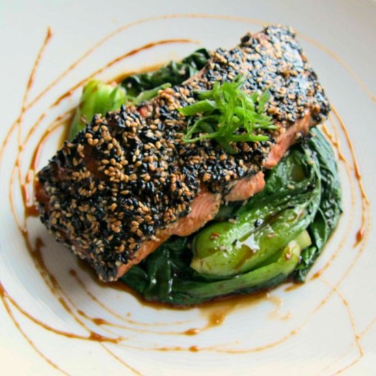 Sesame Crusted Salmon + Soy Glaze