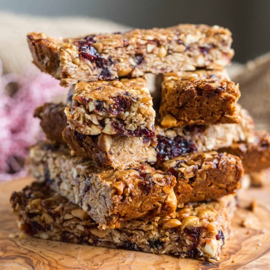 Peanut Butter + Jelly Granola Bars