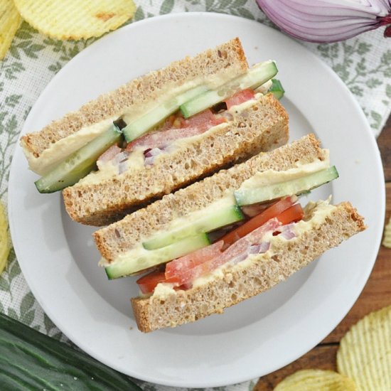 CREAMY Cucumber Hummus Sandwich