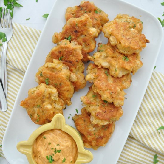 CRISPY White Bean Tuna Fritters