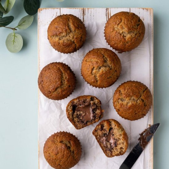 Molten Nutella Banana Muffins
