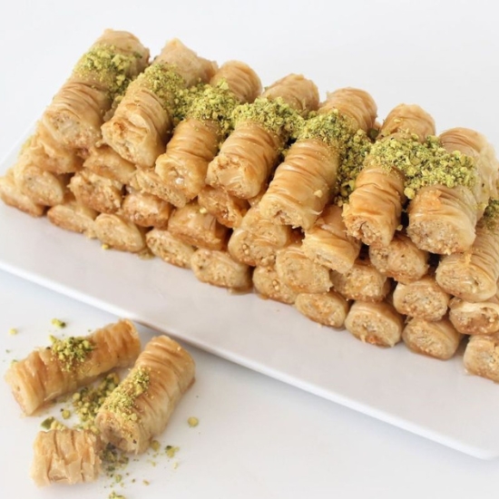 Baklava Rolls with Nutty Syrup