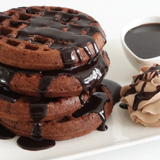 Brownie Waffles with Ganache Sauce