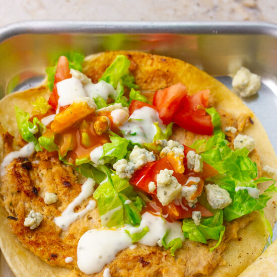 Buffalo Chicken Smash Tacos