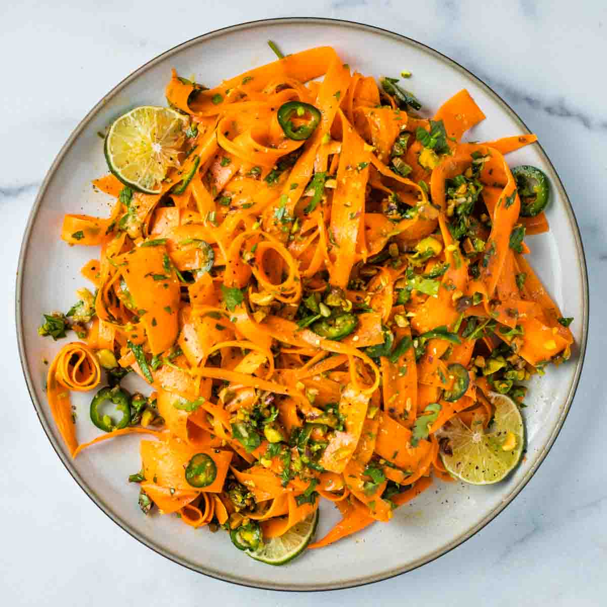 Sweet & Spicy Carrot Ribbon Salad