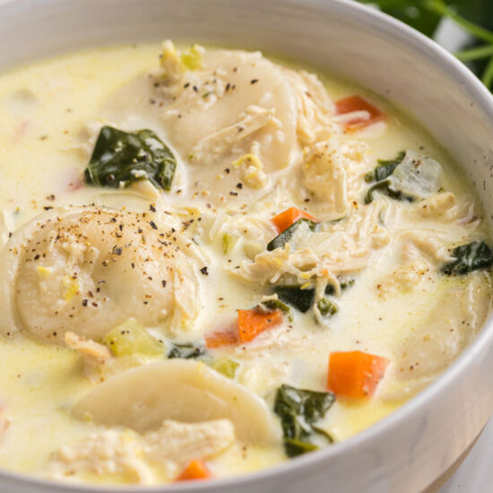 Chicken Florentine Soup with Ravioli