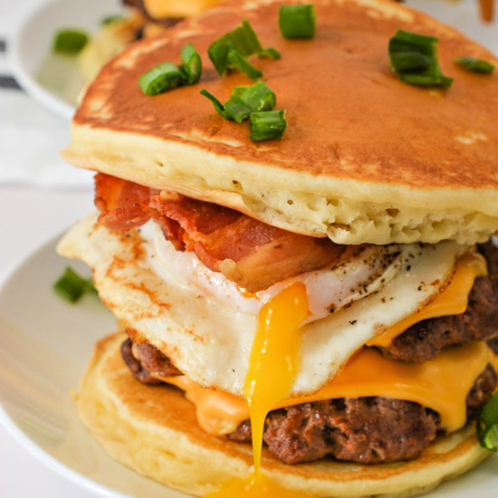 Keto Pancake Breakfast Smashburgers