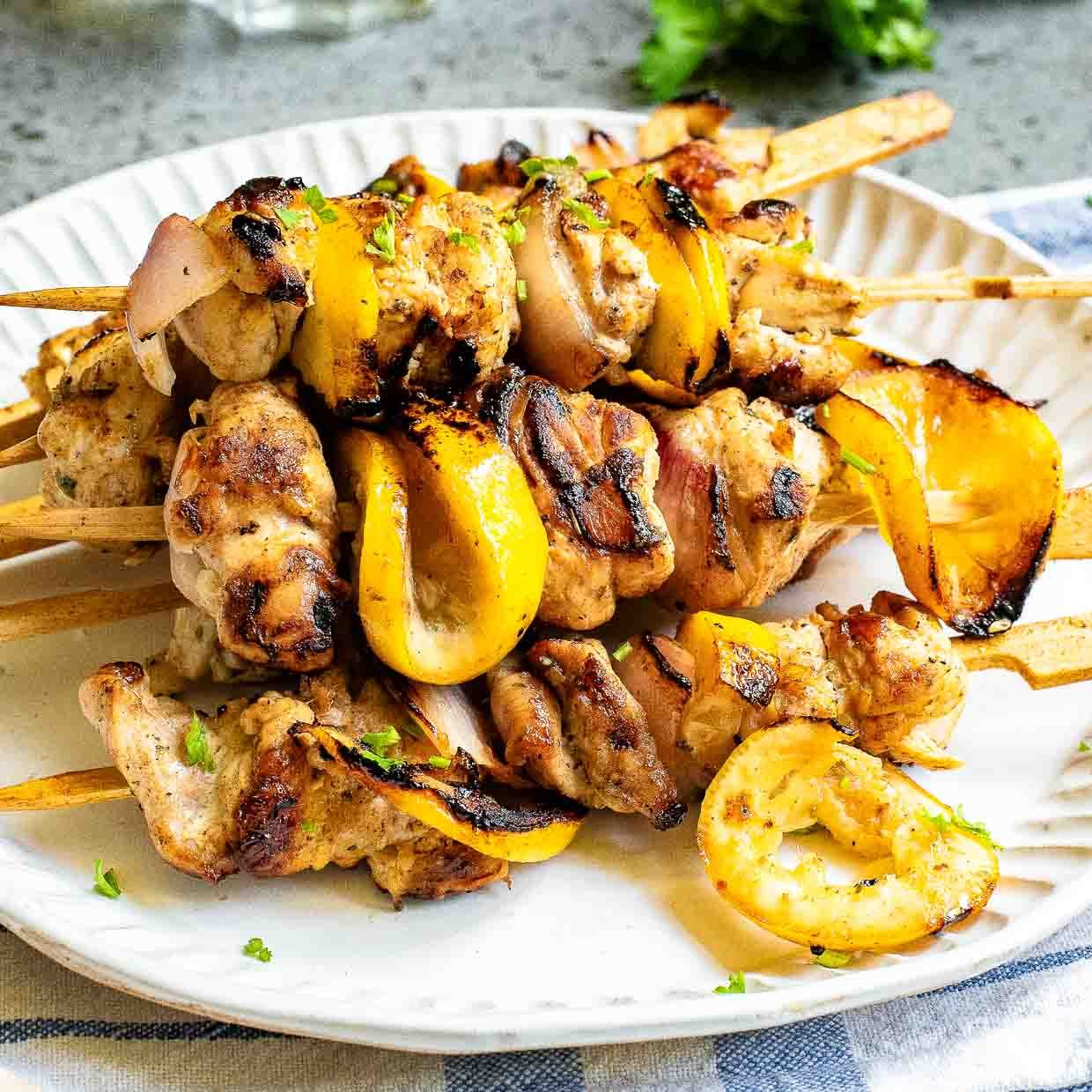 Grilled Greek Lemon Chicken Kabobs