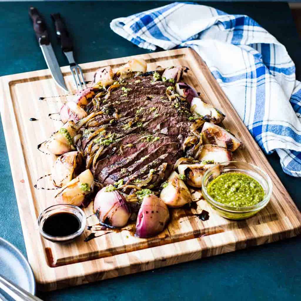 Grilled Steak with Peaches