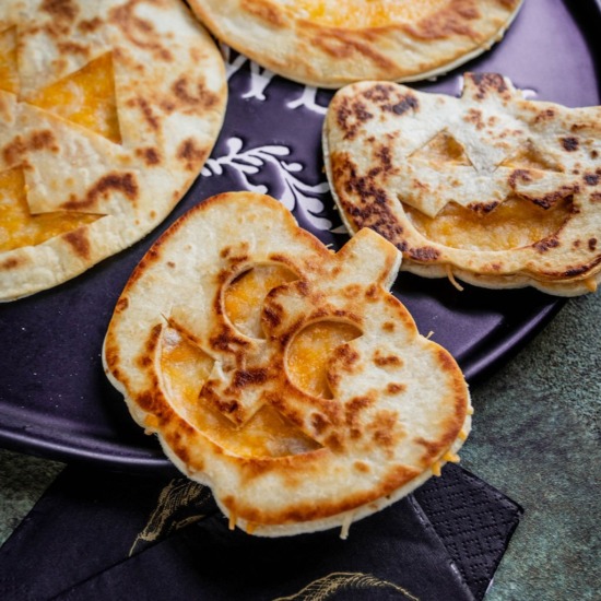 Jack-o-Lantern Quesadillas