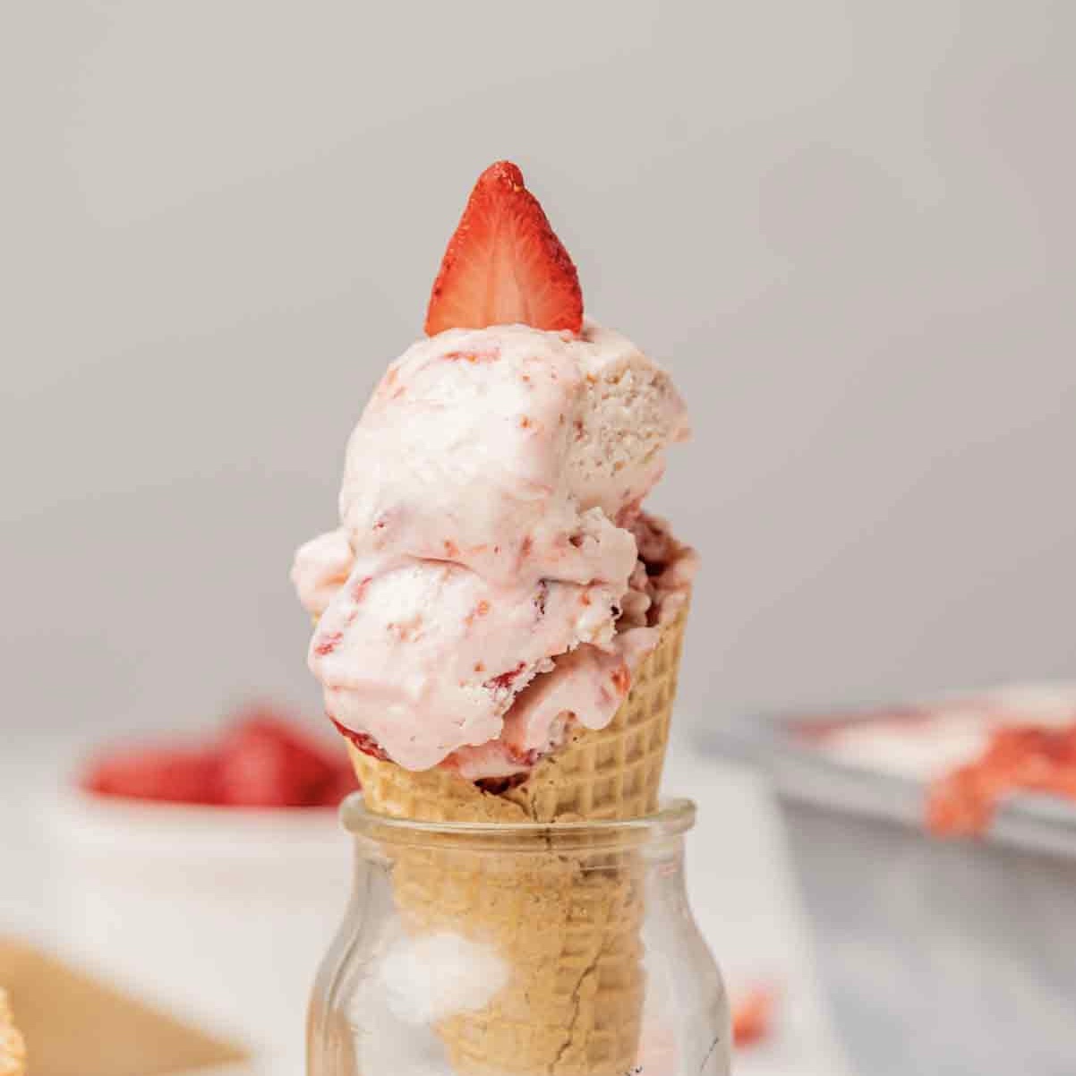 No Churn Strawberry Ice Cream