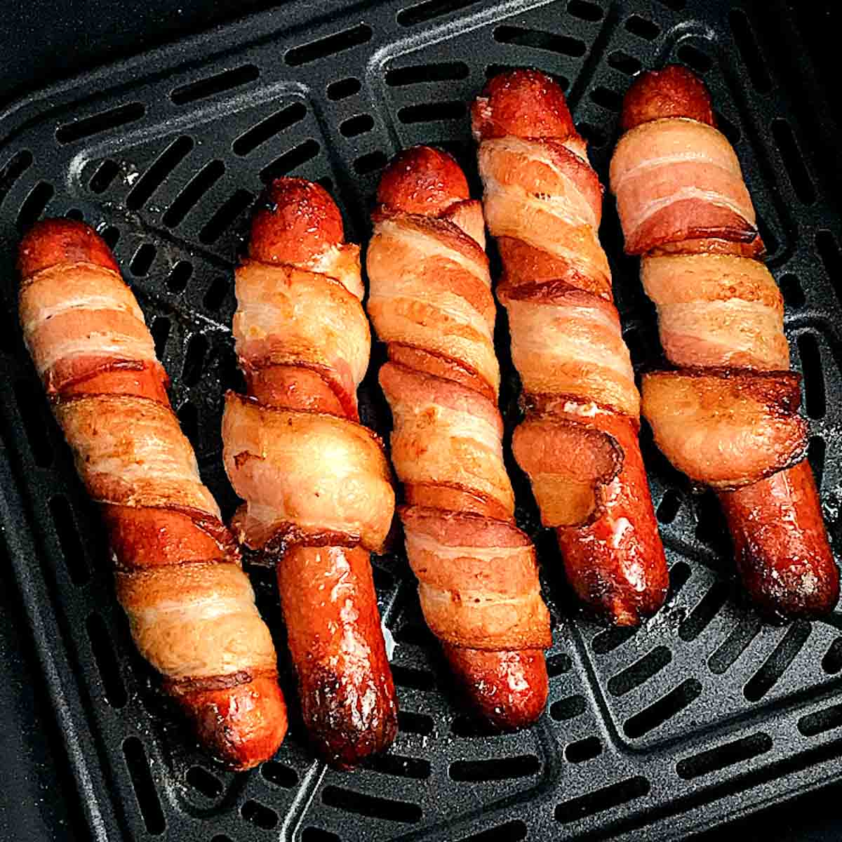 Air Fryer Bacon Wrapped Hot Dogs