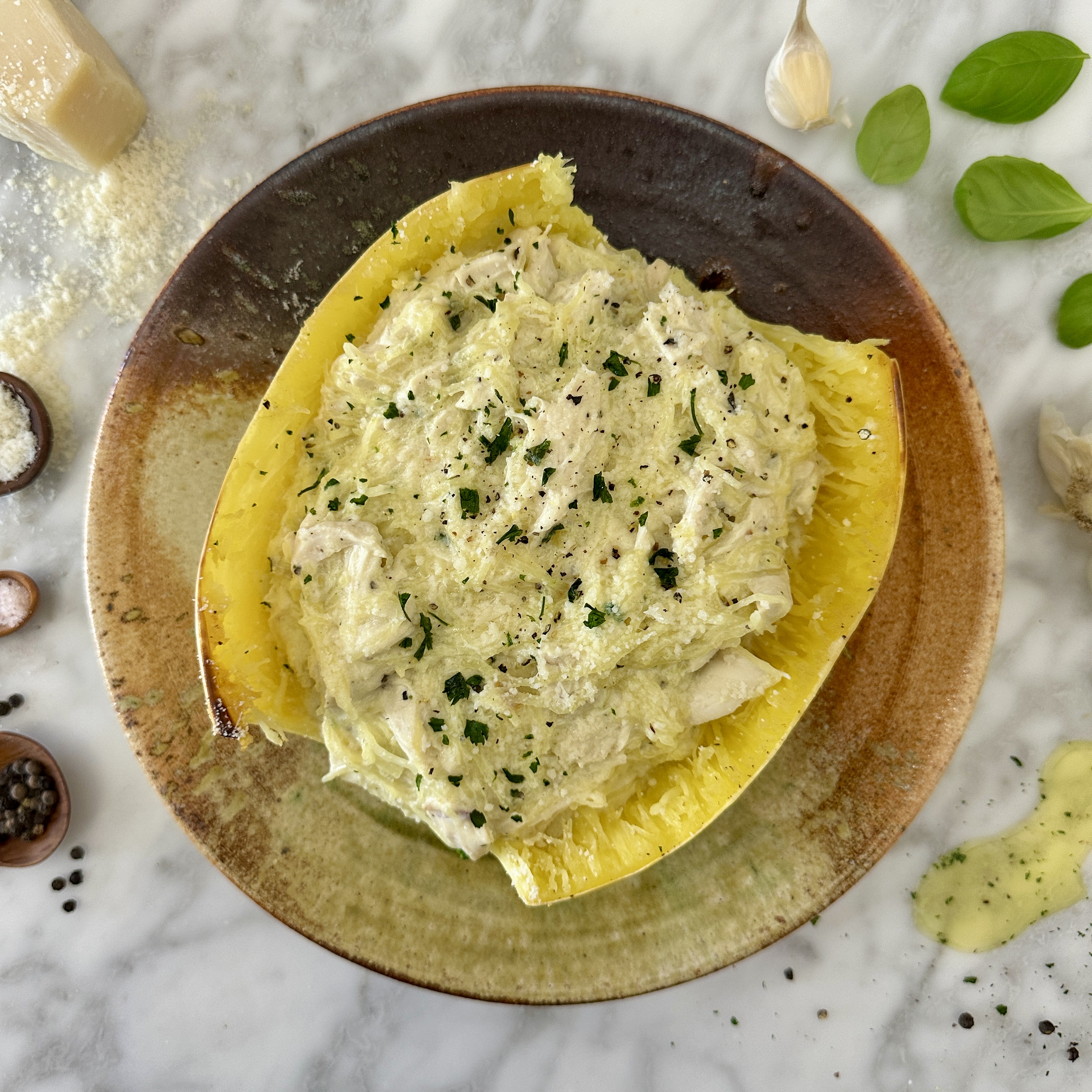 Chicken Alfredo Spaghetti Squash