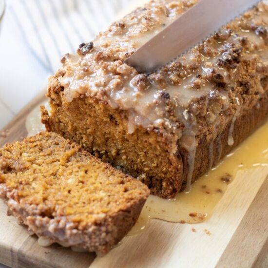 Pumpkin Bread with Streusel & Glaze