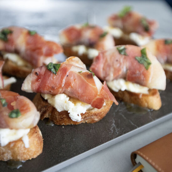 Nectarine and Serrano Ham Crostini