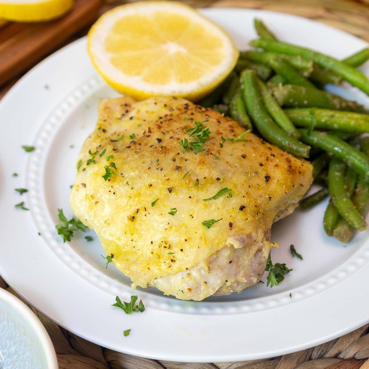 Baked Lemon Pepper Chicken Thighs