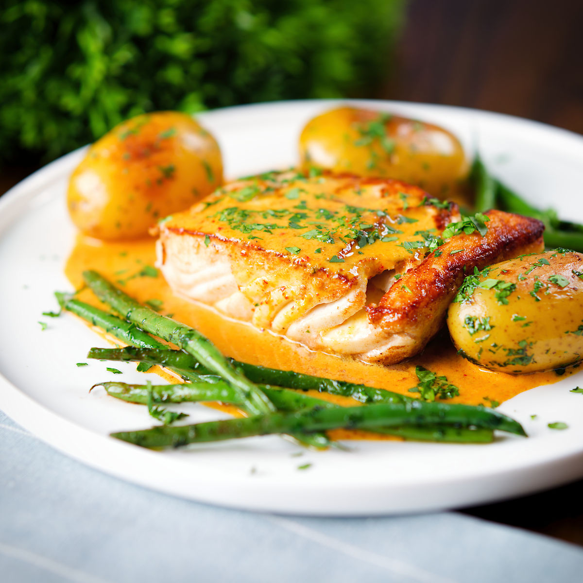 Halibut with Thai Curry Sauce