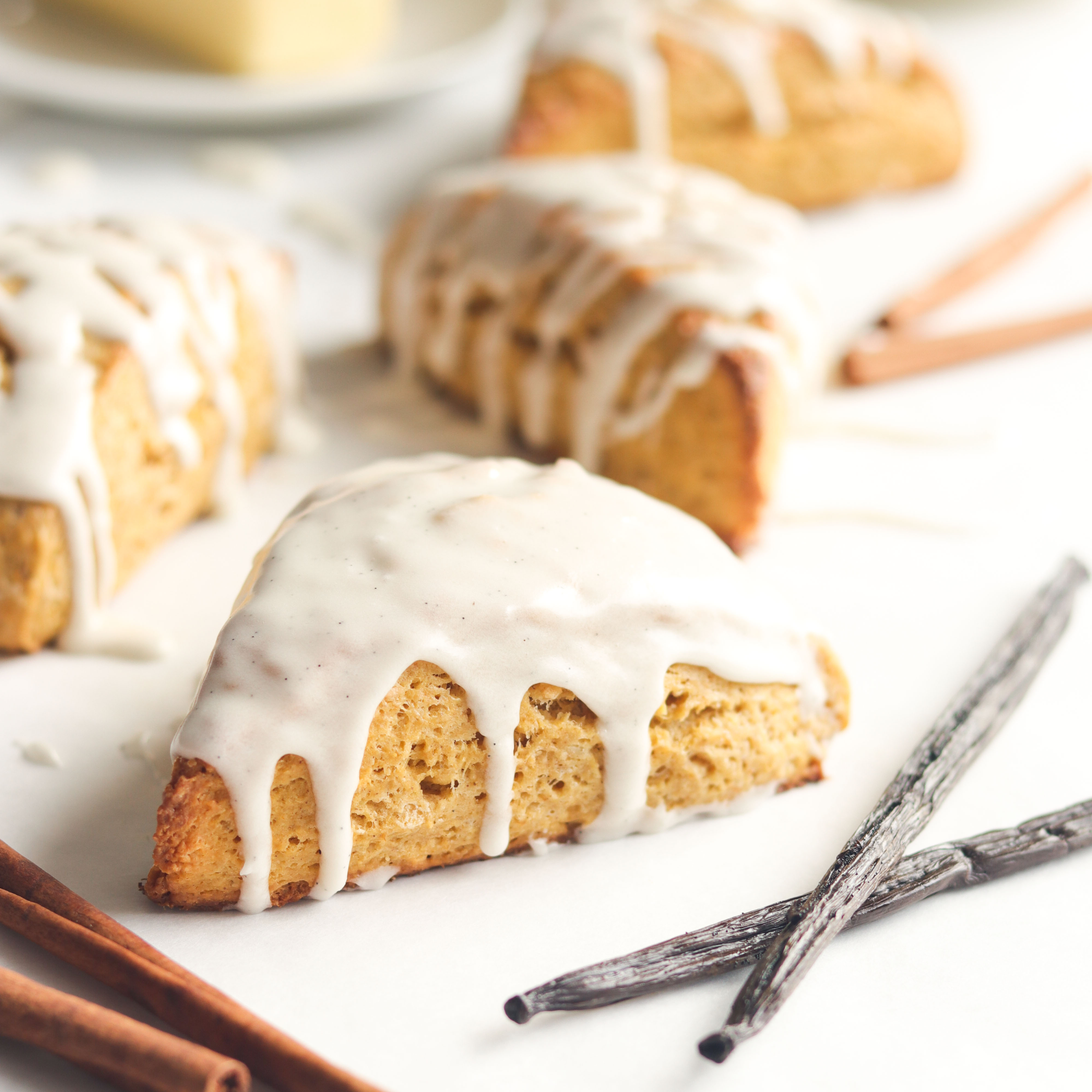 Pumpkin Scones with Vanilla Icing