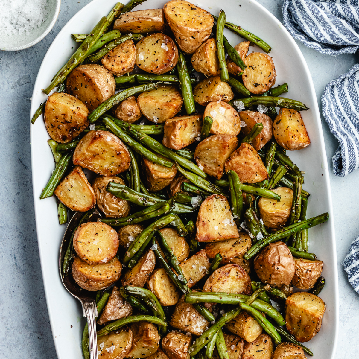 Roasted green beans and potatoes