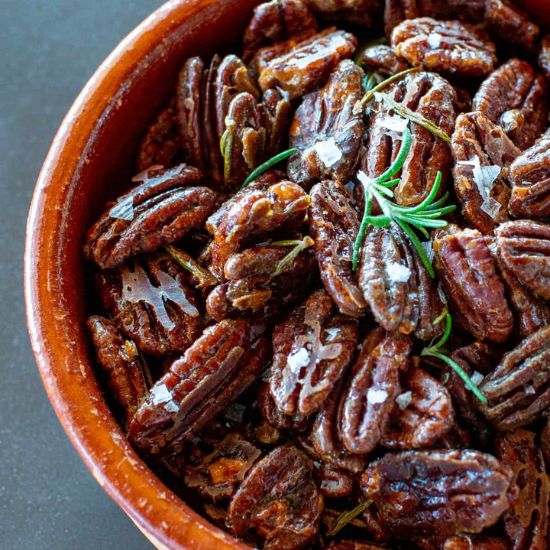 Rosemary Maple Roasted Pecans