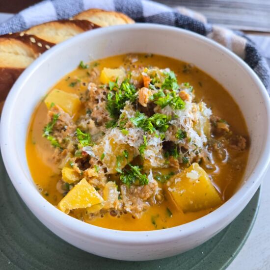 Sausage & Tater Soup for 2
