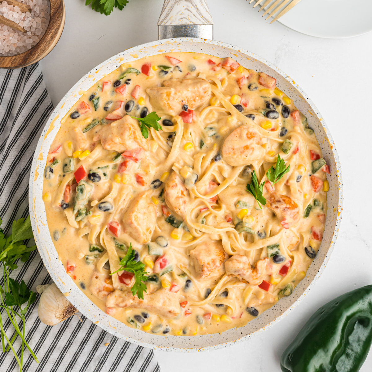 Southwest Chicken Fettuccine Alfredo