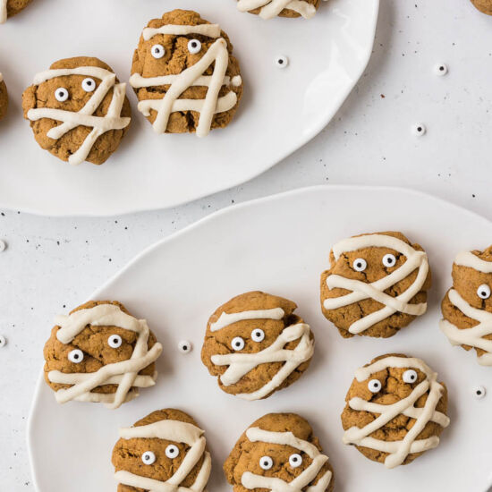 Vegan Pumpkin Spice Mummy Cookies