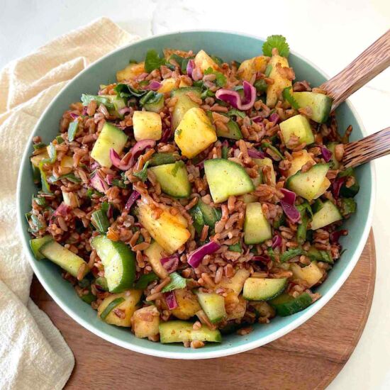 Pineapple Cucumber Red Rice Salad