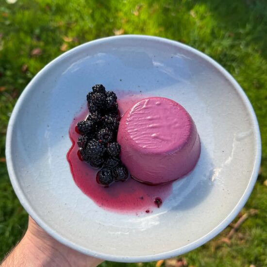 Roasted Blackberry Panna Cottas