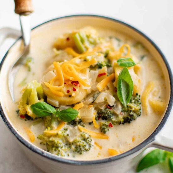 Broccoli Cheddar Tortellini Soup