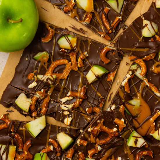 Caramel Apple Bark with Pretzels